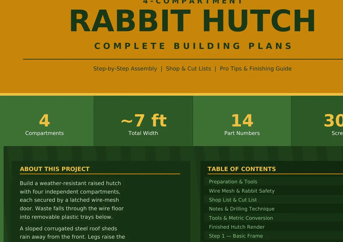 DIY Rabbit Hutch Plans: Guinea Pig/Quail Hutch PDF Download