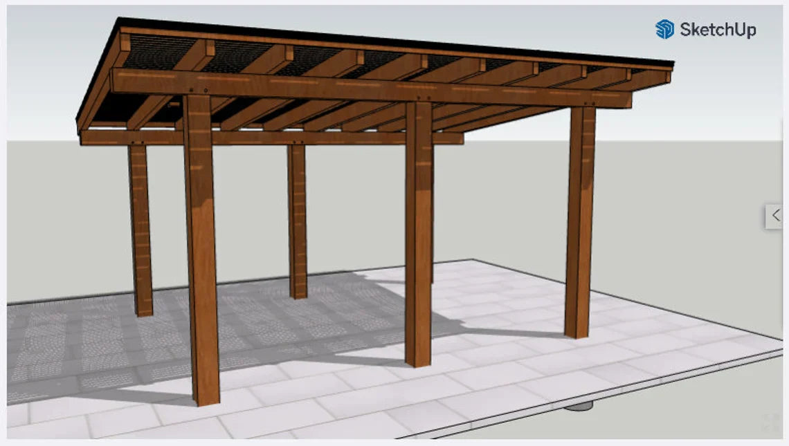13x16 Gazebo Timber Frame Plan, PDF Plan + 3D Sketchup File Included + Full Build Videos | Gazebo Pergola Design Plan | Outdoor Wood Build