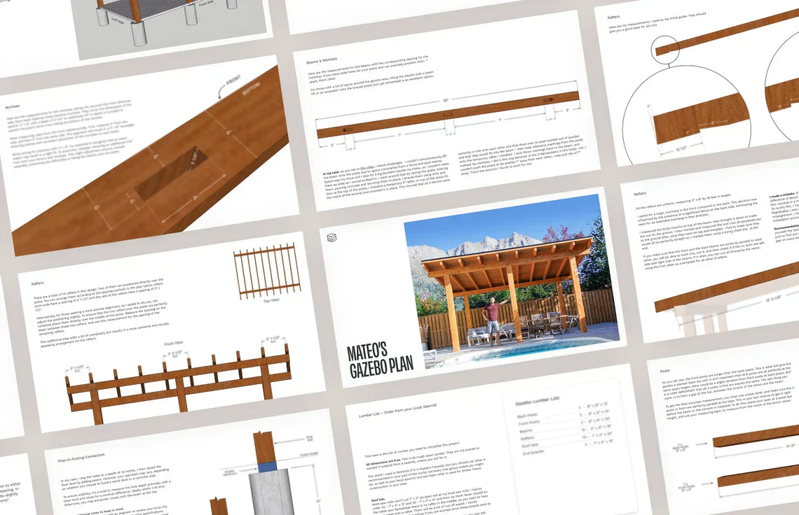 13x16 Gazebo Timber Frame Plan, PDF Plan + 3D Sketchup File Included + Full Build Videos | Gazebo Pergola Design Plan | Outdoor Wood Build