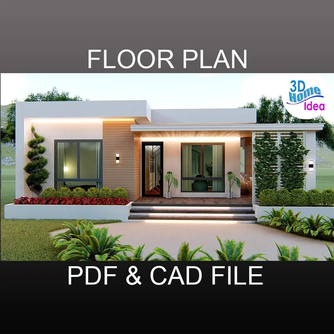 3 Bedroom House Plan: 8x12 Meters, Modern Home Design (PDF & CAD File)
