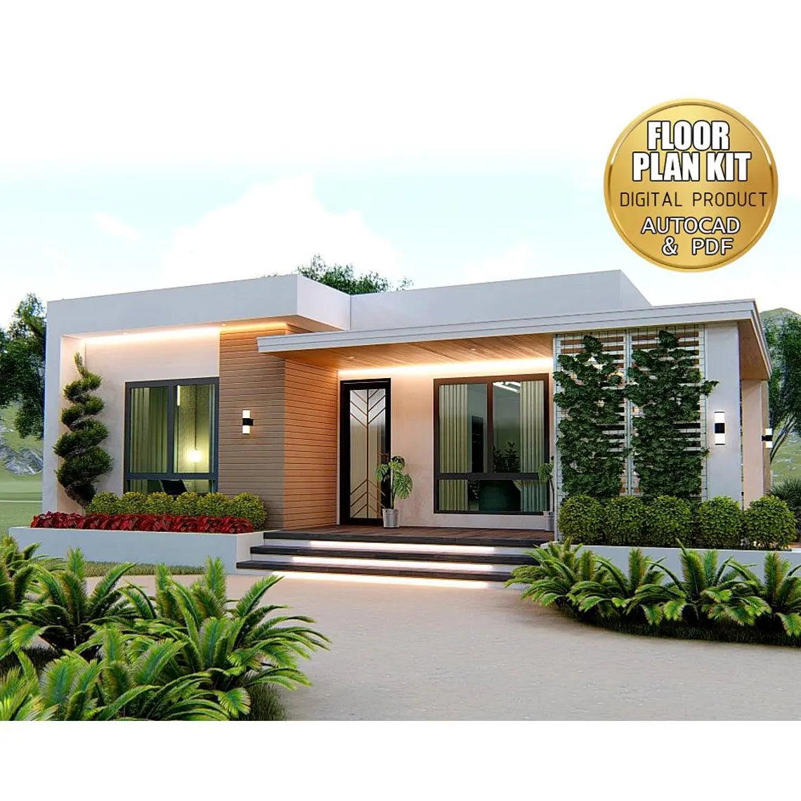 3 Bedroom House Plan: 8x12 Meters, Modern Home Design (PDF & CAD File)
