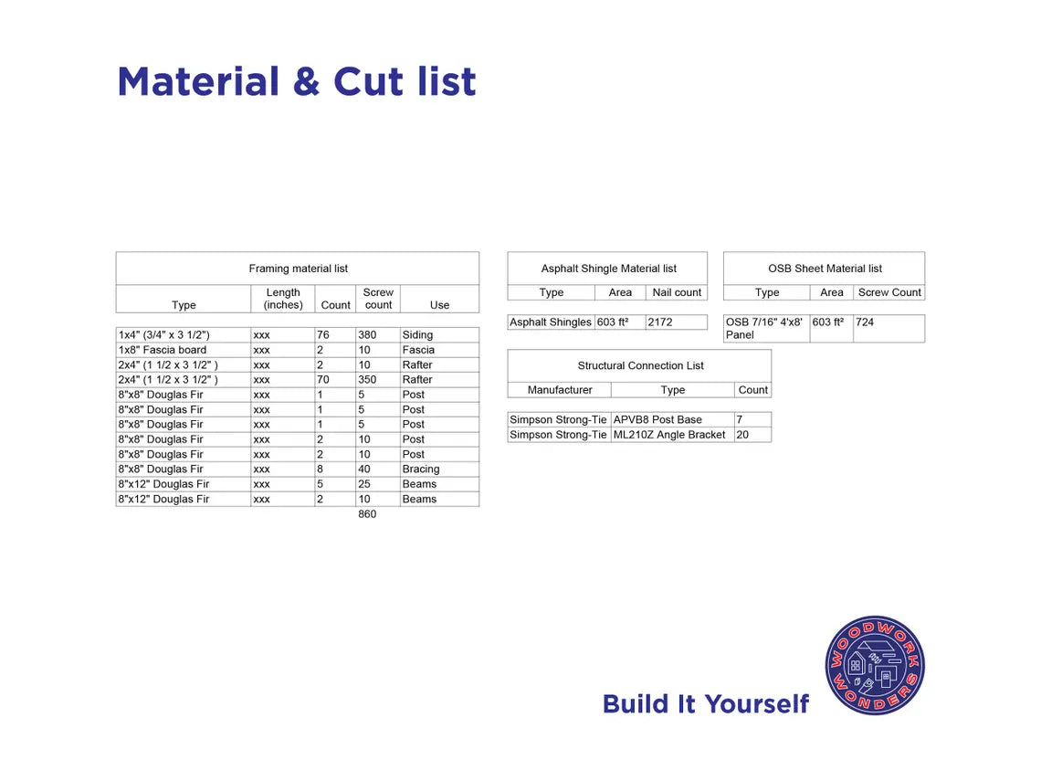 22x22 Carport Plans, Modern Pavilion / DIY Plans - Detailed Blueprints
