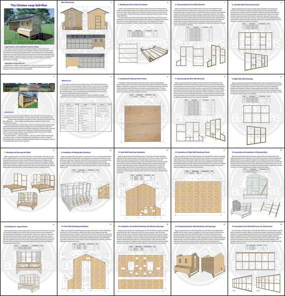 Chicken Coop Plans | 8x8 Walk-In Design + 8x16 Run | DIY Backyard PDF