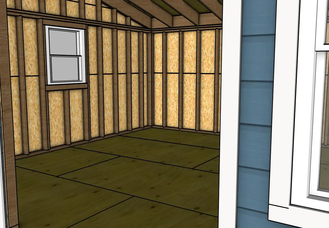 12x16 Modern Shed Plans with Porch – Backyard Office/Studio (PDF Download)