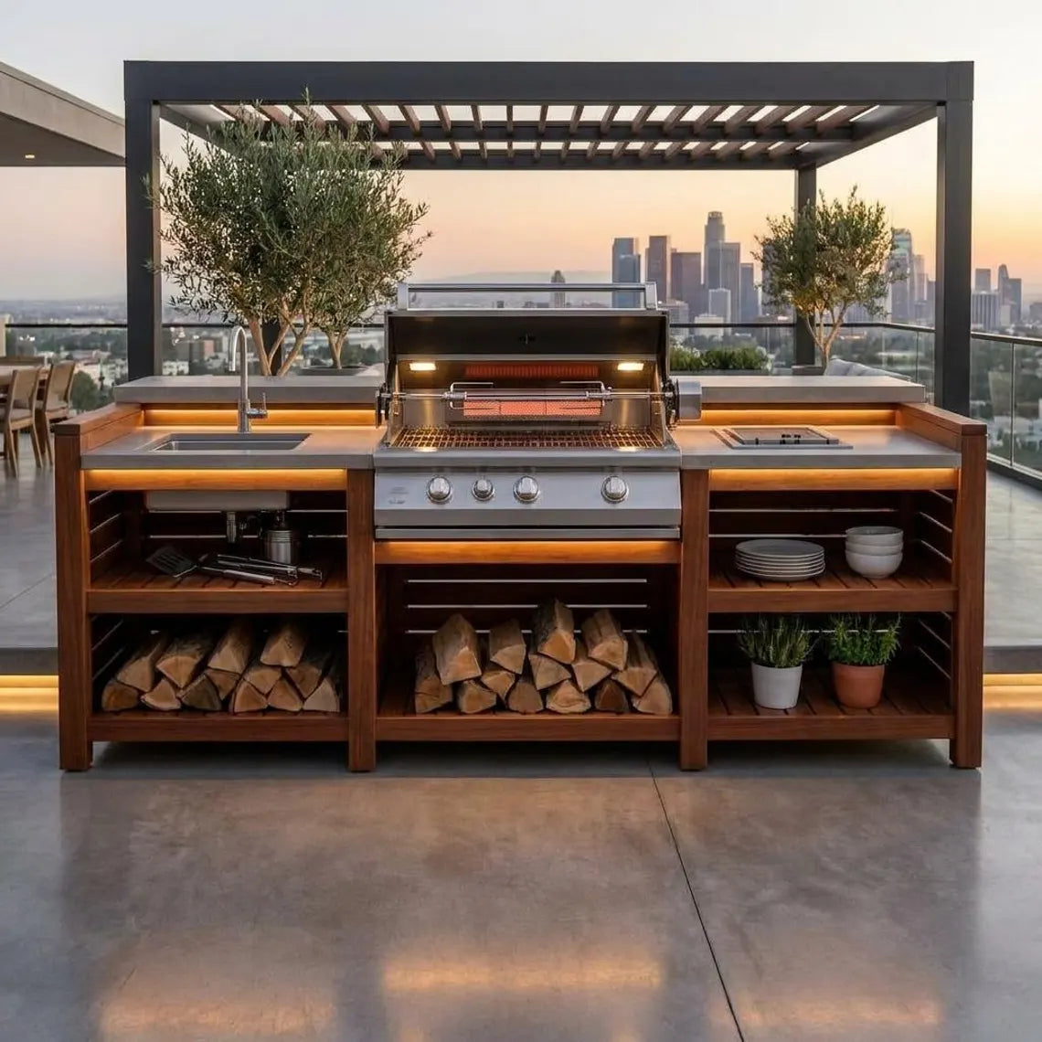 DIY Outdoor Kitchen Plans | Grill Station Bar & Sink Cabinet Woodworking Blueprint PDF