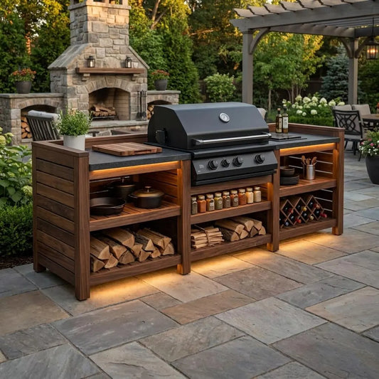 DIY Outdoor Kitchen Plans | Grill Station Bar & Sink Cabinet Woodworking Blueprint PDF