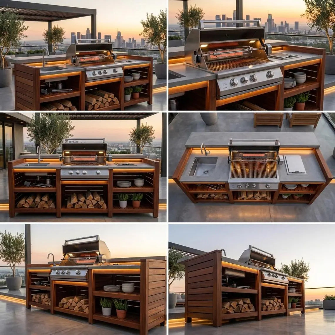 DIY Outdoor Kitchen Plans | Grill Station Bar & Sink Cabinet Woodworking Blueprint PDF