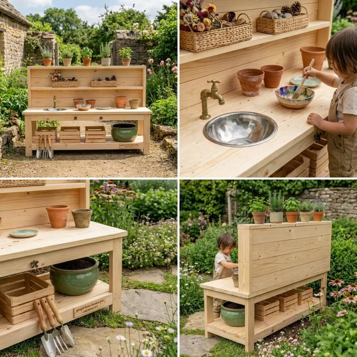 Kids Mud Kitchen Plans | DIY Wooden Outdoor Play Station Blueprint (PDF Download)