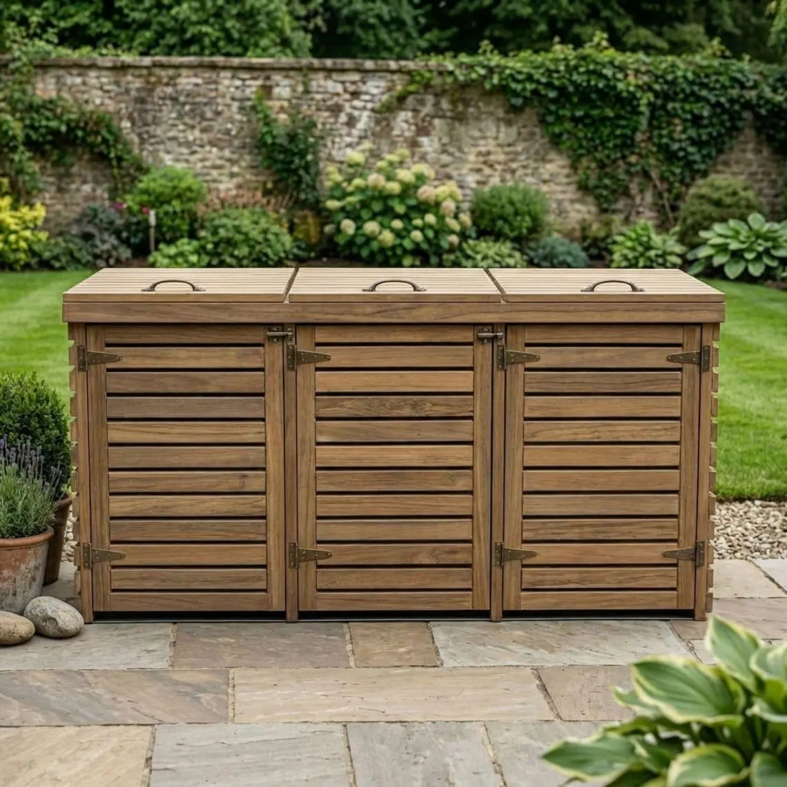 DIY Triple Wheelie Bin Storage Plans PDF | Wooden Trash Can Enclosure Blueprint | 3-Bay Garbage Shed | Outdoor Bin Hideaway Woodworking