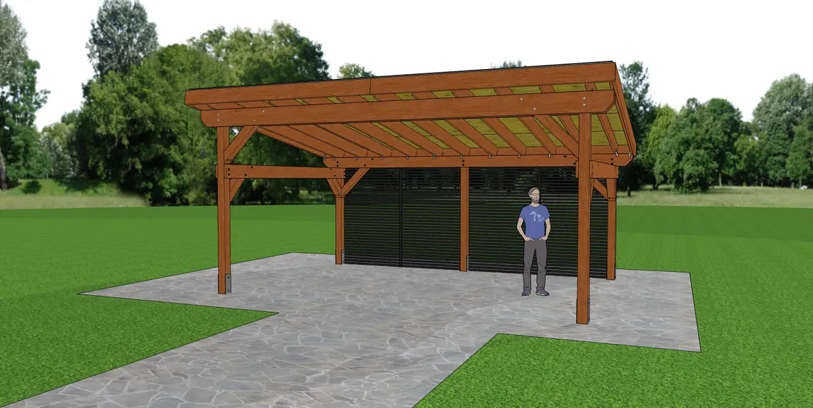 14x20 Lean to Pavilion Plans, DIY Outdoor Gazebo Woodworking Plans