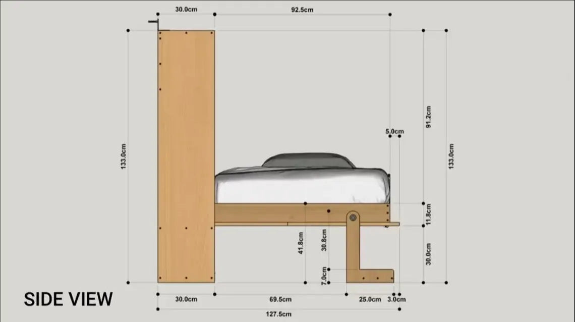 Horizontal Murphy Bed Desk Plans | Queen Size Wall Bed Blueprint (Digital Download)