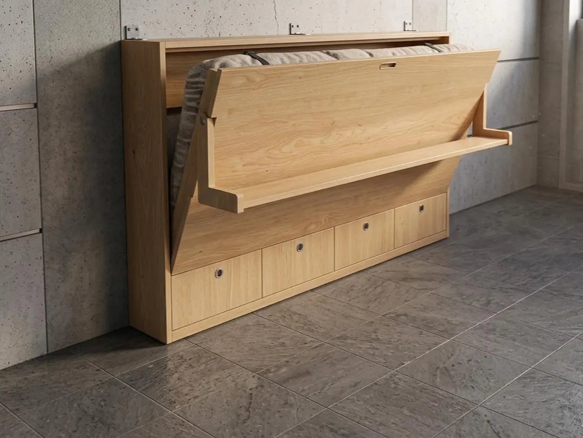 Horizontal Murphy Bed Desk Plans | Queen Size Wall Bed Blueprint (Digital Download)