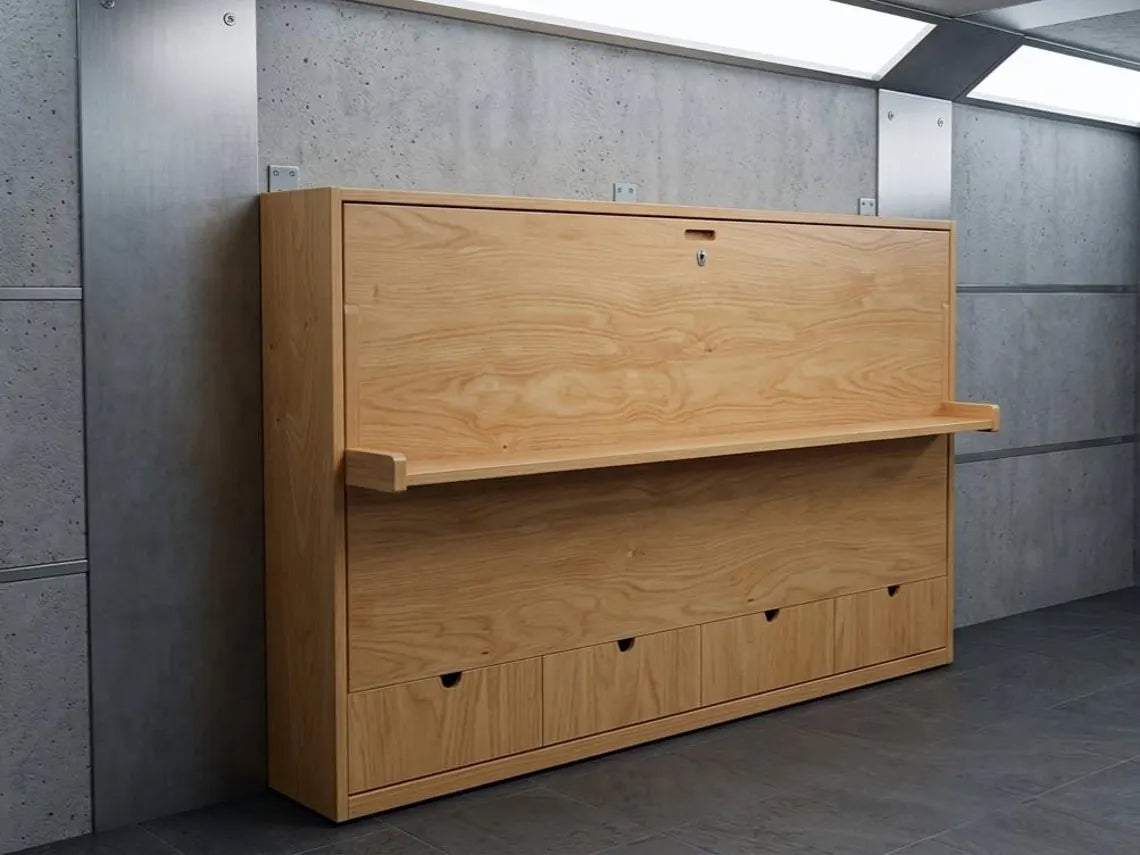 Horizontal Murphy Bed Desk Plans | Queen Size Wall Bed Blueprint (Digital Download)