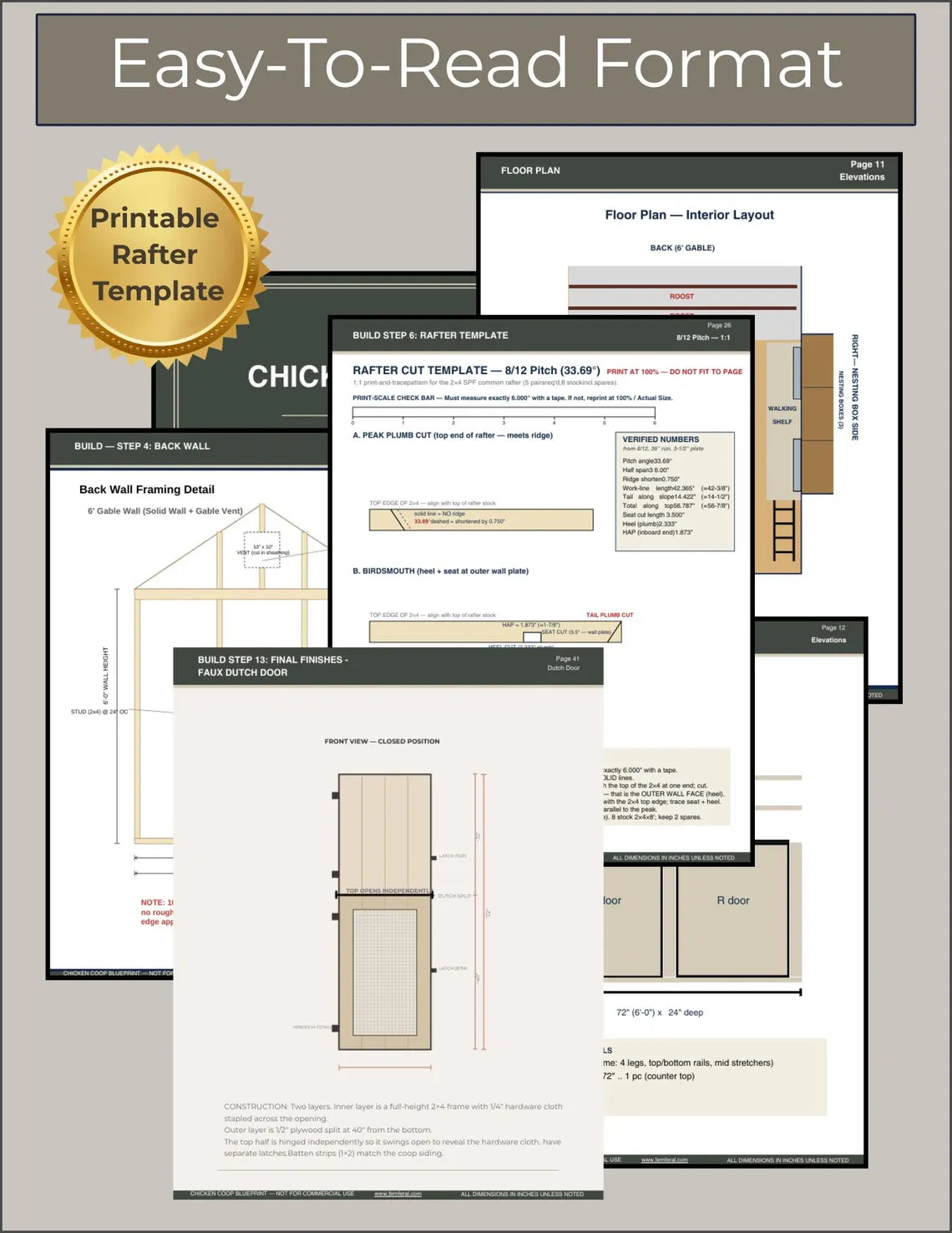 DIY 6x8 Coop, 8x12 Run Blueprint (Instant Download) | Intermediate Chicken Coop Plans