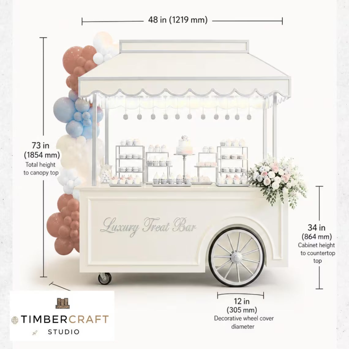 Luxury Treat Bar Cart DIY Plans | Dessert Cart Build Guide | Wedding Birthday Candy Cart | Step-by-Step PDF | Beginner Friendly