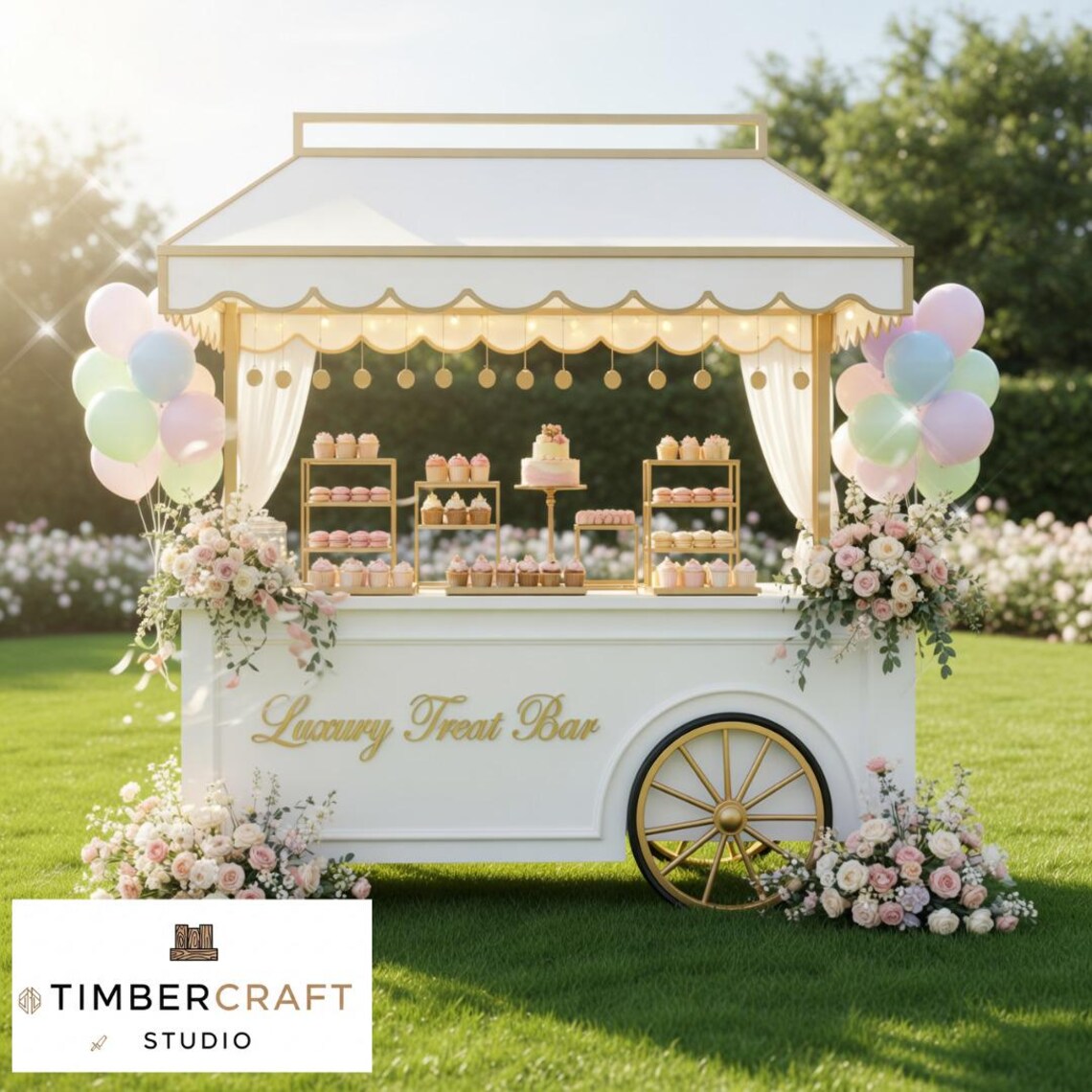 Luxury Treat Bar Cart DIY Plans | Dessert Cart Build Guide | Wedding Birthday Candy Cart | Step-by-Step PDF | Beginner Friendly