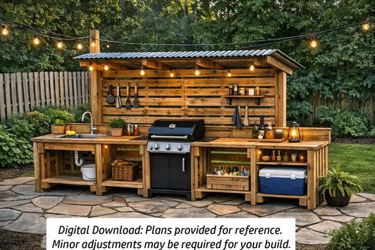 DIY Pallet Outdoor Kitchen Plans – 12-Foot Rustic Backyard Build Guide (PDF Download)