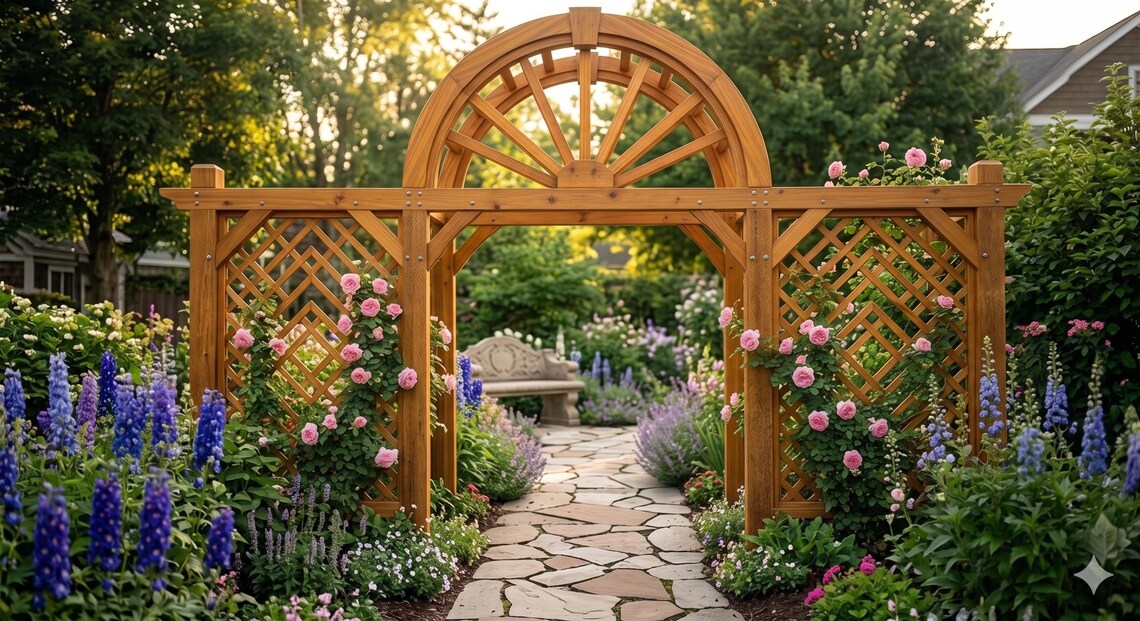 Cedar Garden Arch Arbor Plans | Rustic Modern Farmhouse Woodworking Build Guide (Digital Download)