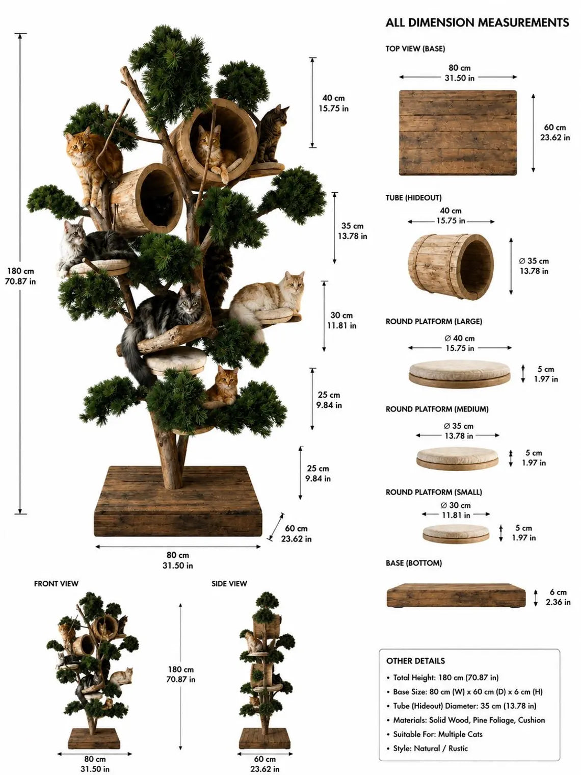 DIY Plan Wooden Cat Tree Tower, Multi-Level Perches, Sisal Scratching Posts, Modern Pet Furniture