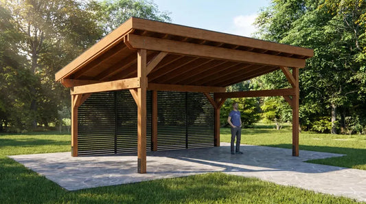 14x20 Lean to Pavilion Plans, DIY Outdoor Gazebo Woodworking Plans